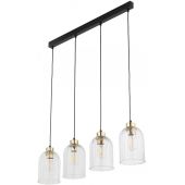 TK Lighting Satipo lampa wisząca 4x15W czarny/złoty/szkło przezroczyste 5628