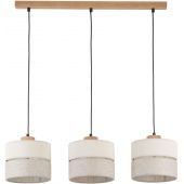 TK Lighting Eco lampa wisząca 3x15W szary/beżowy/drewno 5771