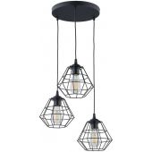 TK Lighting Diamond lampa wisząca 3x15 W czarna 6204