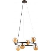 TK Lighting Anabelle Brown lampa wisząca 6x6W brązowy/szkło bursztynowe 6571