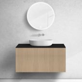 Zestaw Oltens Lun szafka podumywalkowa 100 cm z blatem dąb/czarny mat 68681060