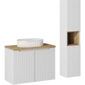 Zestaw Comad Nova White szafka podumywalkowa 80 cm biała z umywalką i szafką boczną SET-NOW B OAK 80CM D UN BEYOND 5 WH HC