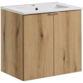 Zestaw Comad Nova Oak szafka 60 cm wisząca dąb i umywalka Dance 61x40 cm meblowa biała SET-NOA 60CM D DANCE