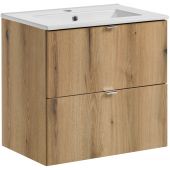 Zestaw Comad Nova Oak szafka 60 cm wisząca dąb i umywalka Dance 61x40 cm biała SET-NOA 60CM S DANCE