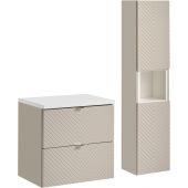 Zestaw Comad Viva Cashmere szafka 60x39x57 cm podumywalkowa wisząca kaszmir z blatem białym i szafką boczną SET-VIC B WHITE 60CM S HC