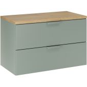 Zestaw Comad Aster Green szafka 80 cm wisząca z blatem meblowym 80 cm zielony/dąb SET-ASG B CREMONA 80CM
