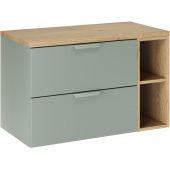 Zestaw Comad Aster Green szafka 60 cm podumywalkowa wisząca z blatem 80 cm i regał 20 cm otwarty zielony/dąb SET-ASG B CREMONA 80CM LR