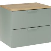 Zestaw Comad Aster Green szafka 60 cm wisząca z blatem meblowym 60 cm zielony/dąb SET-ASG B CREMONA 60CM