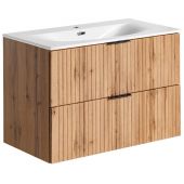 Zestaw Comad Adel Oak umywalka z szafką 80 cm dąb/biały (ADELOAK8280B2S, SKY80DP8099)