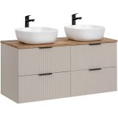 Zestaw Comad Adel Cashmere szafki 60 cm i 60 cm wiszące kaszmir z blatem meblowym 120 cm i umywalkami Smile 41x41 cm biały połysk SET-ADC B WOTAN 120CM SMILE 40