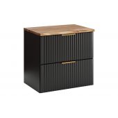 Zestaw Comad Adel Black szafka 60 cm podumywalkowa wisząca z blatem czarny/dąb SET-ADB B NAT WOTAN 60CM