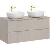 Zestaw Comad Adel Cashmere szafki 60 cm i 60 cm wiszące z blatem meblowym 120 cm kaszmir i umywalki Smile biały połysk SET-ADC B CASHMERE 120CM SMILE 40