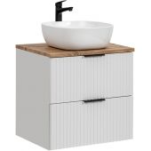 Zestaw Comad Adel White szafka 60x46 cm podumywalkowa wisząca z blatem i umywalką biały SET -ADW B 60 CM UN 6252