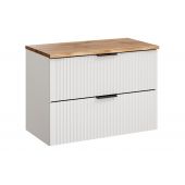 Zestaw Comad Adel White szafka 80 cm podumywalkowa wisząca z blatem biała/dąb SET-ADW B NAT WOTAN 80CM