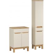 Comad Bali Cashmere zestaw meblowy 60 cm szafka stojąca z blatem i szafka wysoka boczna kaszmir/dąb SET-BAC B WOTAN 60CM HC