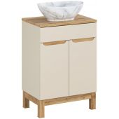 Comad Bali Cashmere zestaw meblowy 60 cm szafka stojąca z blatem i umywalka Pati kaszmir/dąb/biały SET-BAC B WOTAN 60CM UN PATI