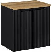 Zestaw Comad Nova Black szafka 60 cm podumywalkowa wisząca z blatem czarny mat/dąb SET-NOB B OAK 60CM D