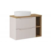 Zestaw Comad Nova Cashmere szafki 60 cm i 20 cm z blatem meblowym 80 cm kaszmir/dąb i umywalka Beyond 48x32,5 cm biała SET-NOC B OAK 80CM UN BEYOND WH LR