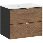 Comad Talia Casella umywalka Sky biała z szafką podumywalkową 60 cm dąb-czarny SET-TC 60CM UM SKY