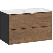 Zestaw Comad Talia Casella umywalka Sky biała z szafką podumywalkową 80 cm dąb-czarny SET-TC 80CM UM SKY