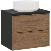 Zestaw Comad Talia Cesella umywalka nablatowa Maja biała z szafką podumywalkową 60 cm dąb-czarny SET-TC B BLACK 60CM UN MAJA