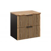 Zestaw Comad Xilo szafka 60 cm podumywalkowa wisząca z blatem czarny/dąb SET-XIL B NAT WOTAN 60CM