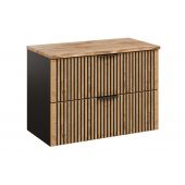 Zestaw Comad Xilo szafka 80 cm podumywalkowa wisząca z blatem czarna/dąb SET-XIL B NAT WOTAN 80CM