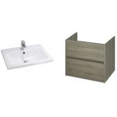 Zestaw Cersanit Como umywalka 60 cm z szafką wiszącą dąb/biały (K32003BOX, S598032)