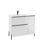 Defra Nino szafka D90 90x45x70 cm podumywalkowa lewa stojąca biały połysk 304-D-09005