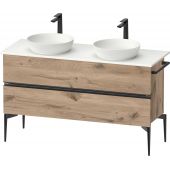 Duravit Sivida szafka 131,5x47,5x54,8 cm podumywalkowa wisząca czarna-dąb SV46610BD550000