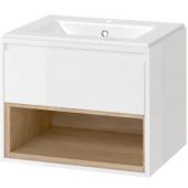 Outlet - Excellent Tuto szafka 60x45,7x50 cm podumywalkowa wisząca biała-dab MLEX.0101.600.WHBL