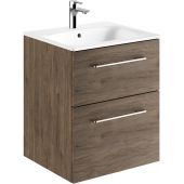 Geberit Selnova Square umywalka z szafką 55 cm zestaw meblowy biały/orzech włoski 501.234.00.1