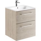 Geberit Selnova Square umywalka z szafką 55 cm zestaw meblowy biały/orzech włoski jasny 501.235.00.1