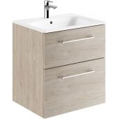 Geberit Selnova Square umywalka z szafką 60 cm zestaw meblowy biały/orzech włoski jasny 501.239.00.1