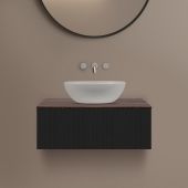 Ksuro 02 szafka 80 cm podumywalkowa wisząca z blatem czarny mat/orzech 58014030