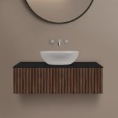 Ksuro 02 szafka 100 cm podumywalkowa wisząca z blatem orzech/czarny mat 58007006