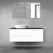 Oltens Vernal zestaw mebli łazienkowych 120 cm z blatem biały połysk/czarny mat 68213000