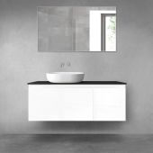 Oltens Vernal zestaw mebli łazienkowych 120 cm z blatem biały połysk/czarny mat 68256000