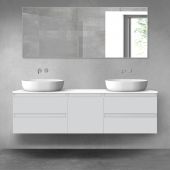Oltens Vernal zestaw mebli łazienkowych 160 cm z blatem szary mat/biały połysk 68405700