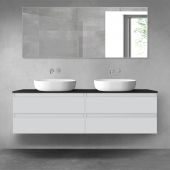 Oltens Vernal zestaw mebli łazienkowych 160 cm z blatem szary mat/czarny mat 68362700