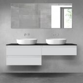 Oltens Vernal zestaw mebli łazienkowych 160 cm z blatem szary mat/czarny mat 68368700