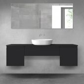 Oltens Vernal zestaw mebli łazienkowych 160 cm z blatem czarny mat 68389300
