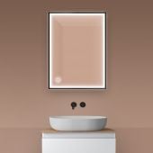 Oltens Nordlis lustro 60x80 cm prostokątne z oświetleniem z przodu z matą grzewczą czarny 64105300