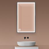 Oltens Nordlis lustro 60x100 cm prostokątne z oświetleniem z przodu z matą grzewczą czarny 64106300