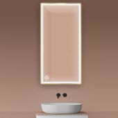 Oltens Nordlis lustro 60x120 cm prostokątne z oświetleniem z przodu z matą grzewczą złoty 64107800