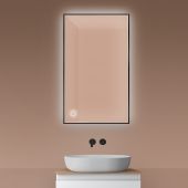 Oltens Nordlis lustro 60x100 cm prostokątne z oświetleniem od tyłu z matą grzewczą czarny 64111300