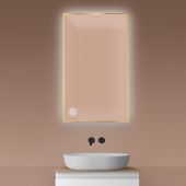 Oltens Nordlis lustro 60x100 cm prostokątne z oświetleniem od tyłu z matą grzewczą złoty 64111800