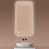 Oltens Nordlis lustro 60x120 cm prostokątne z oświetleniem od tyłu z matą grzewczą złoty 64112800