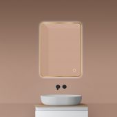 Oltens Nordlis lustro 60x80 cm prostokątne z oświetleniem od tyłu z matą grzewczą złoto szczotkowane 64119810