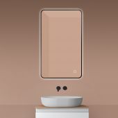 Oltens Nordlis lustro 60x100 cm prostokątne z oświetleniem od tyłu z matą grzewczą czarny 64120300